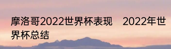 摩洛哥2022世界杯表现　2022年世界杯总结