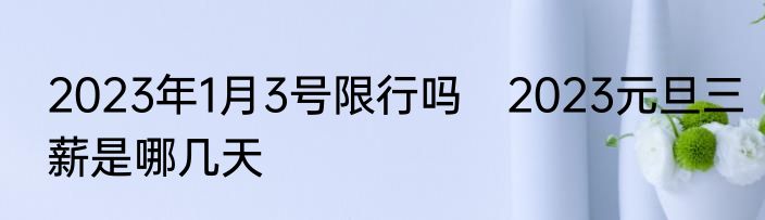 2023年1月3号限行吗　2023元旦三薪是哪几天