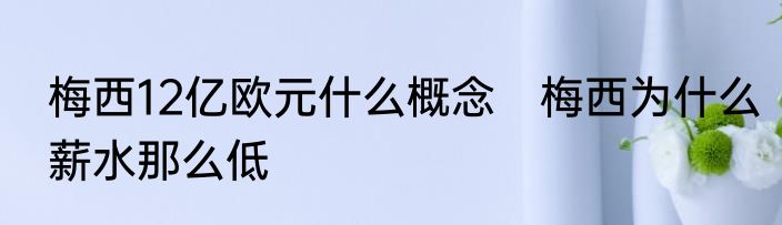 梅西12亿欧元什么概念　梅西为什么薪水那么低