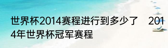世界杯2014赛程进行到多少了　2014年世界杯冠军赛程