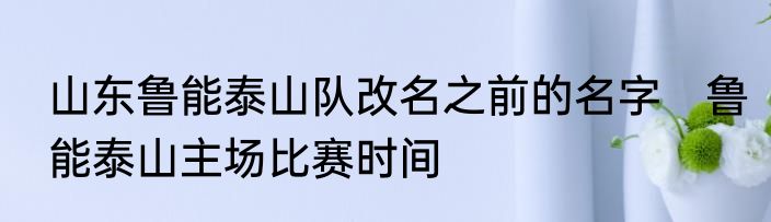 山东鲁能泰山队改名之前的名字　鲁能泰山主场比赛时间