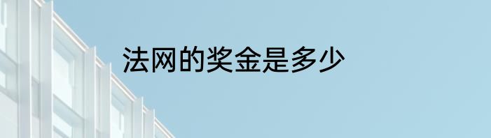 法网的奖金是多少