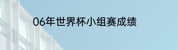 06年世界杯小组赛成绩
