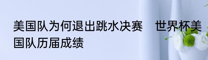 美国队为何退出跳水决赛　世界杯美国队历届成绩