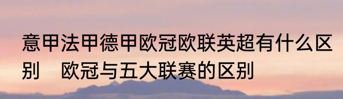 意甲法甲德甲欧冠欧联英超有什么区别　欧冠与五大联赛的区别