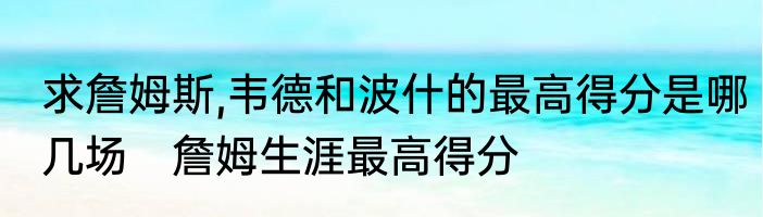 求詹姆斯,韦德和波什的最高得分是哪几场　詹姆生涯最高得分