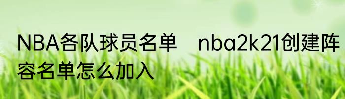NBA各队球员名单　nba2k21创建阵容名单怎么加入