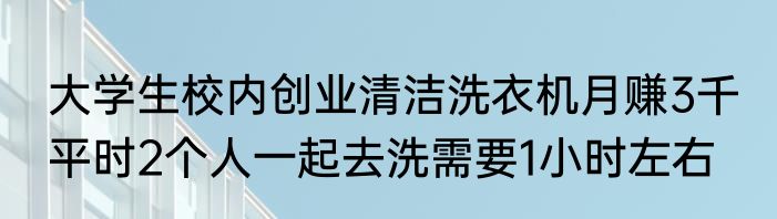 大学生校内创业清洁洗衣机月赚3千 平时2个人一起去洗需要1小时左右