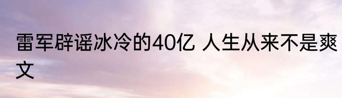 雷军辟谣冰冷的40亿 人生从来不是爽文