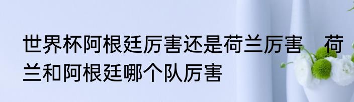 世界杯阿根廷厉害还是荷兰厉害　荷兰和阿根廷哪个队厉害