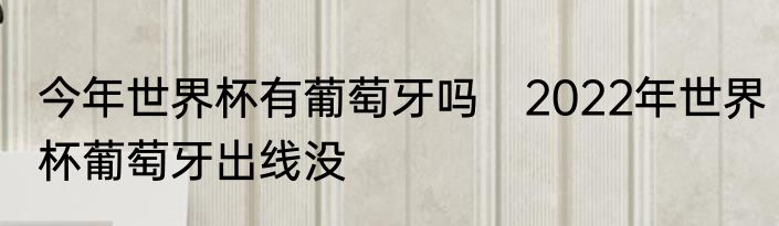 今年世界杯有葡萄牙吗　2022年世界杯葡萄牙出线没