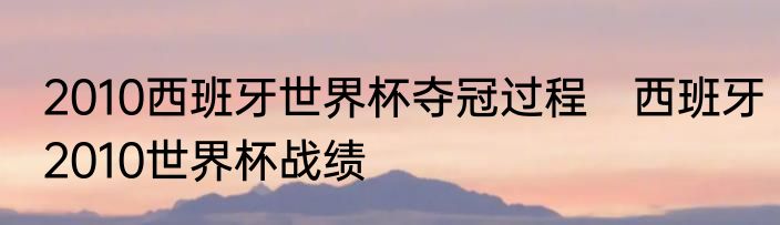2010西班牙世界杯夺冠过程　西班牙2010世界杯战绩