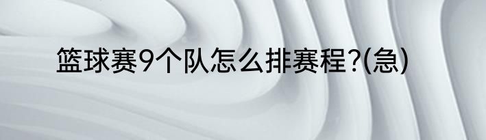 篮球赛9个队怎么排赛程?(急)