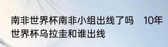 南非世界杯南非小组出线了吗　10年世界杯乌拉圭和谁出线