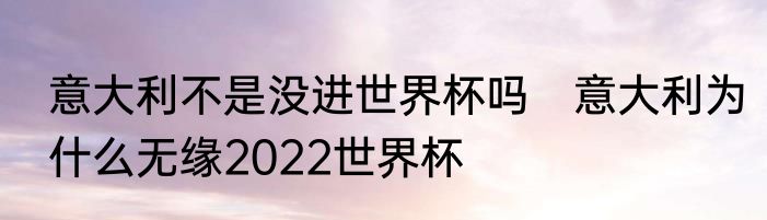 意大利不是没进世界杯吗　意大利为什么无缘2022世界杯
