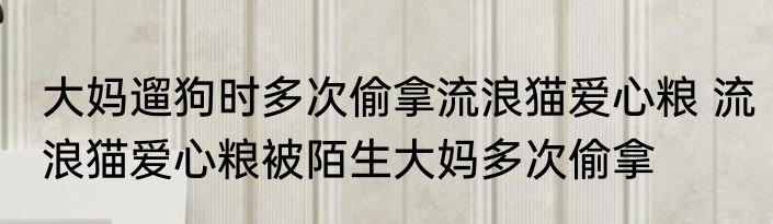 大妈遛狗时多次偷拿流浪猫爱心粮 流浪猫爱心粮被陌生大妈多次偷拿