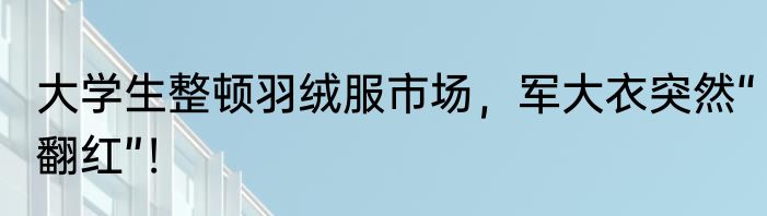 大学生整顿羽绒服市场，军大衣突然“翻红”！