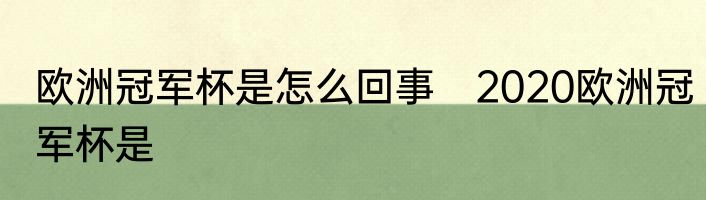 欧洲冠军杯是怎么回事　2020欧洲冠军杯是