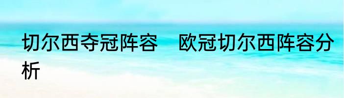 切尔西夺冠阵容　欧冠切尔西阵容分析
