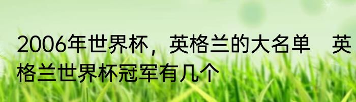 2006年世界杯，英格兰的大名单　英格兰世界杯冠军有几个