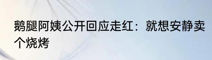 鹅腿阿姨公开回应走红：就想安静卖个烧烤