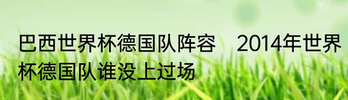 巴西世界杯德国队阵容　2014年世界杯德国队谁没上过场