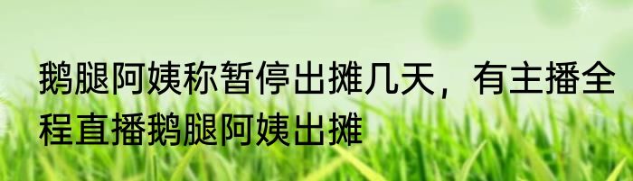 鹅腿阿姨称暂停出摊几天，有主播全程直播鹅腿阿姨出摊