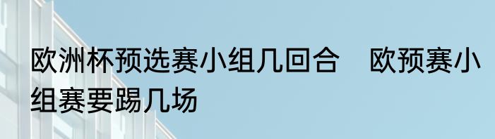 欧洲杯预选赛小组几回合　欧预赛小组赛要踢几场