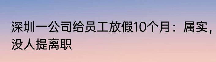 深圳一公司给员工放假10个月：属实，没人提离职