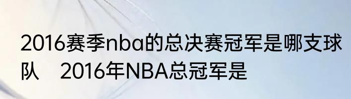 2016赛季nba的总决赛冠军是哪支球队　2016年NBA总冠军是