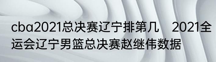 cba2021总决赛辽宁排第几　2021全运会辽宁男篮总决赛赵继伟数据