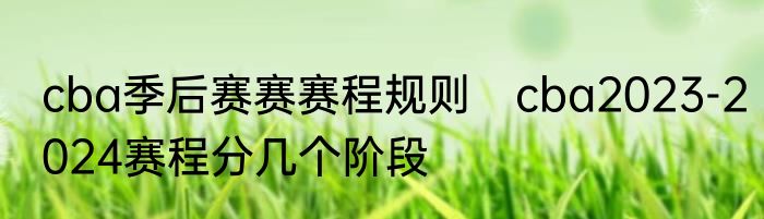 cba季后赛赛赛程规则　cba2023-2024赛程分几个阶段