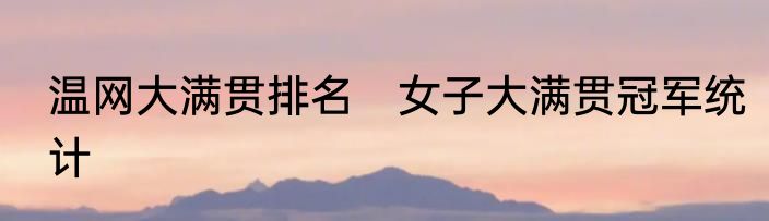 温网大满贯排名　女子大满贯冠军统计