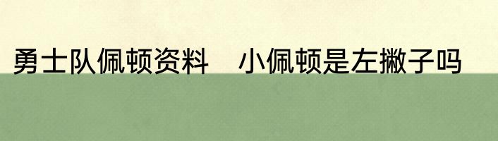 勇士队佩顿资料　小佩顿是左撇子吗