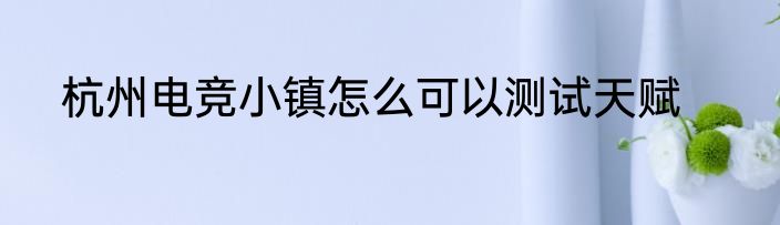 杭州电竞小镇怎么可以测试天赋