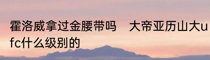 霍洛威拿过金腰带吗　大帝亚历山大ufc什么级别的