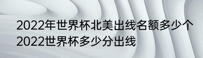 2022年世界杯北美出线名额多少个　2022世界杯多少分出线