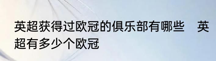 英超获得过欧冠的俱乐部有哪些　英超有多少个欧冠