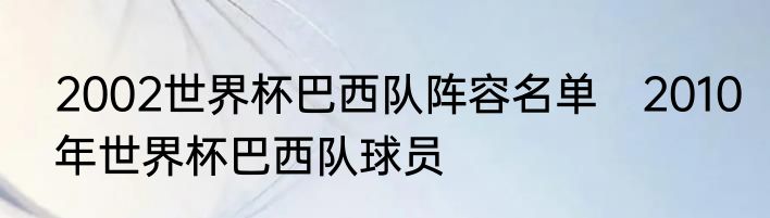 2002世界杯巴西队阵容名单　2010年世界杯巴西队球员