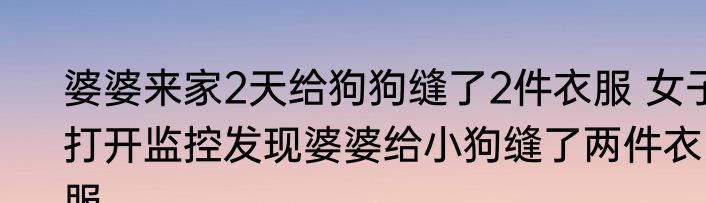 婆婆来家2天给狗狗缝了2件衣服 女子打开监控发现婆婆给小狗缝了两件衣服