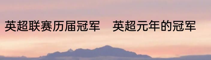英超联赛历届冠军　英超元年的冠军