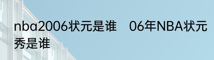 nba2006状元是谁　06年NBA状元秀是谁
