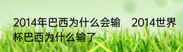 2014年巴西为什么会输　2014世界杯巴西为什么输了