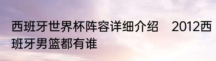 西班牙世界杯阵容详细介绍　2012西班牙男篮都有谁