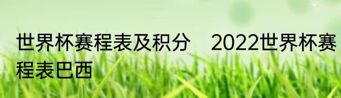 世界杯赛程表及积分　2022世界杯赛程表巴西