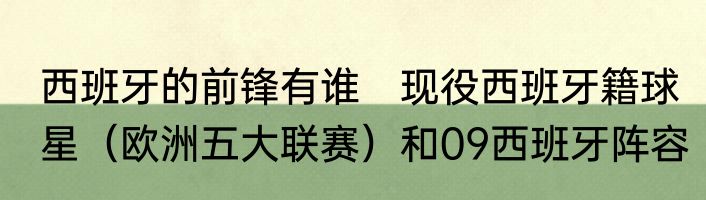 西班牙的前锋有谁　现役西班牙籍球星（欧洲五大联赛）和09西班牙阵容