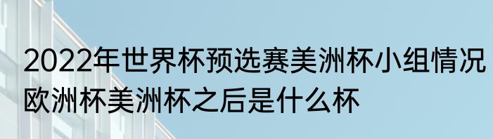 2022年世界杯预选赛美洲杯小组情况　欧洲杯美洲杯之后是什么杯
