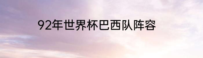 92年世界杯巴西队阵容