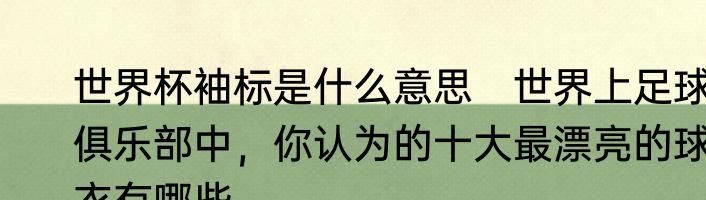 世界杯袖标是什么意思　世界上足球俱乐部中，你认为的十大最漂亮的球衣有哪些