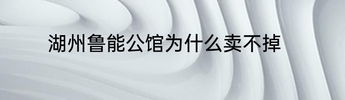 湖州鲁能公馆为什么卖不掉
